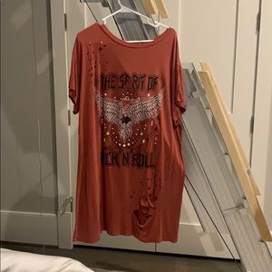 distressed rock and roll t-shirt dress. NEVER WORN